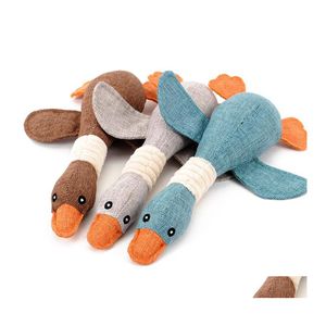 Chien Jouets À Mâcher Beau Chat Chiot Pet À Mâcher Jouet Animaux Oies En Peluche Dessin Animé Morsure Linge De Lin Oie Sauvage Squeak Drop Delivery Home Gar Dhkon