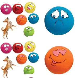 Juguetes para perros Chews Newly 6 PCS / Set Pet Cat Dog Toys Dientes Squeaker Ball Puppy Squeaky Sound Face Fetch Play Toy para perros pequeños Goma Ch Dhsk1