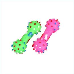 Jouets pour chiens à mâcher nouveauté Py Squeeze Squeaky Toys Eco Friendly Pvc pointillé en forme d'os chien chat jouet à mâcher Fit Pet petit animal Supp Dhtbf