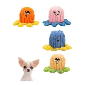 Hondenspeelgoed kauwt octopus vullen pluche puppy kinderziektes kauwspeelgoed met klinkend papier voor kleine medium grote huisdieren phjk2107 drop dhshs