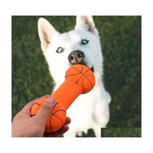 Jouets pour chiens à mâcher os pour animaux de compagnie jouet en caoutchouc à mâcher chiens animaux de compagnie anneau de dentition presse son os de basket-ball grand jeu Wy1324 livraison directe maison Gar Dh50I