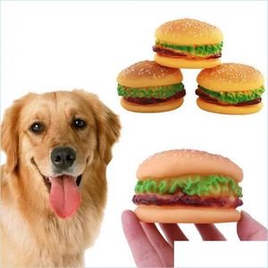 Dog Toys Chews Pet Chew Play Toys PVC Hamburger Dog Cat Puppy Training Sound Squeaker groente kip voedsel speelgoed piepende huisdieren smeekbede dh56k