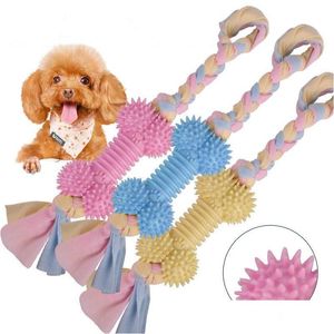 Jouets pour chiens à mâcher Corde à nœud en coton pour animaux de compagnie Bâton molaire Type d'os Chiot résistant aux morsures Formation interactive Tpr Nettoyage des dents Drop Delive Dheap