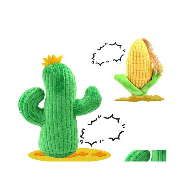 Jouets pour chiens à mâcher chien de compagnie chats à mâcher jouets mignons en peluche cactus en forme de maïs poupées mordantes avec dispositif de phonation animaux molaires 10 2DG E Dhx2J