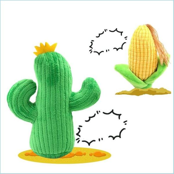 Chien Jouets À Mâcher Pet Chien Chats À Mâcher Jouets Mignon En Peluche Cactus En Forme De Maïs Doggy Mordant Poupées Avec Dispositif De Phonation Animaux Molaire 10 2Dg E Dh4Wv