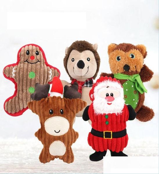 Jouets pour chiens à mâcher chien de compagnie jouets grinçants de noël en peluche jouet à mâcher père noël bonhomme de neige Xams cadeau de fête livraison directe 20 Bdesport6403187