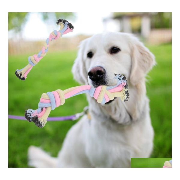 Jouets pour chiens à mâcher chien de compagnie chiot corde de coton résistant aux morsures nettoyage molaire jouer jouets à mâcher inventaire en gros livraison directe maison jardin Dhckx