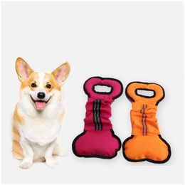 Jouets pour chiens à mâcher Jouets pour chiens de compagnie Chewers Interactive Pl Chew Toy Bone Shape Canvas Durable Training New Arrival 4 5Lca L1 Drop Delivery Dh7B8