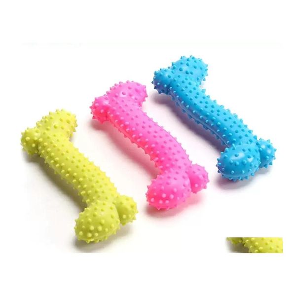 Jouets pour chiens à mâcher pour animaux de compagnie, joli os en caoutchouc, résistant aux morsures, nettoyage des dents, jouet à mâcher, 3 couleurs vives, livraison directe, fournitures de jardin pour la maison, Dhblw