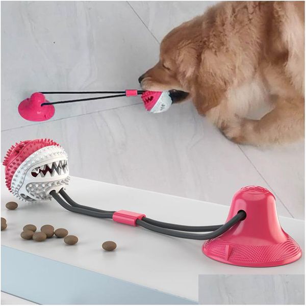 Jouets pour chiens à mâcher morsure molaire pour animaux de compagnie Mtifonction caoutchouc animaux à mâcher balle chiot ventouse Pl pour chiens nettoyage des dents livraison directe maison GA Otm0G