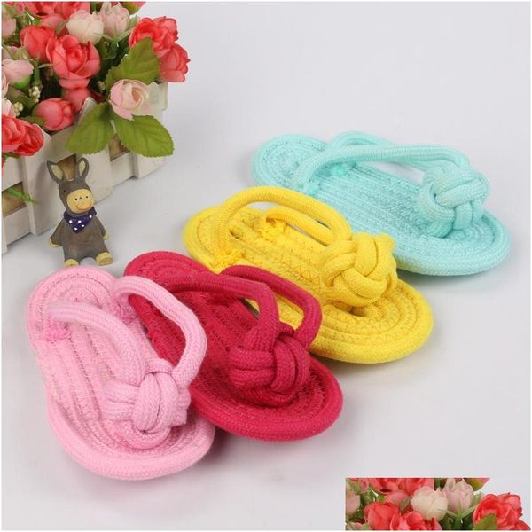 Jouets pour chiens à mâcher Chaussures pour animaux de compagnie Résistance aux morsures Une dent molaire De nombreux jouets de pantoufle de chien de couleur Creative Idae Cotton Rope Factory Direct Sellin Dh6Pn