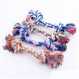 Toyadores para perros Chews Pet Juguete de algodón Coda trenzada Cordete Doble Knot Trompeta Chew para cachorro Drop entrega Suministros de jardín de hogares DHYFX DHHQV