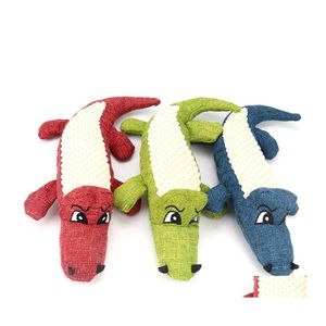 Jouets pour chiens à mâcher jouet pour animaux de compagnie linge en peluche crocodile animal à mâcher bruit grinçant nettoyage des dents fournitures poupée interactive dure livrer Dhttl