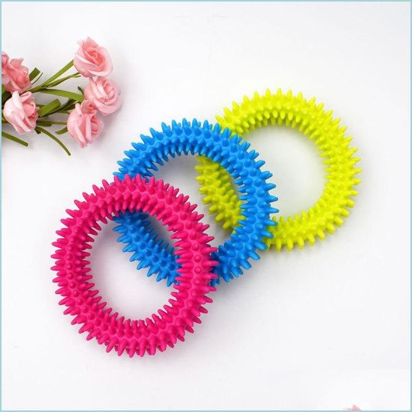 Jouets pour chiens à mâcher Jouets pour animaux de compagnie Anneau mordant pour chien Jouet Molaire en caoutchouc doux Morsure Dent de nettoyage Éducatif Mtiple Couleur 174 K2 Drop Delivery 20 Dhtuf