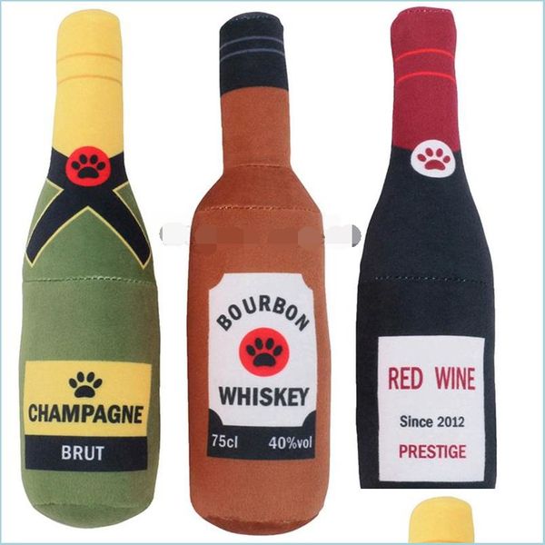Juguetes para perros Chews Plush Squeaky Dog Toys Bebida divertida Parodia Alcohol Whisky Perros Juguete Cachorro Regalos de cumpleaños Entrega de gotas 2022 Inicio Gar Dhqot