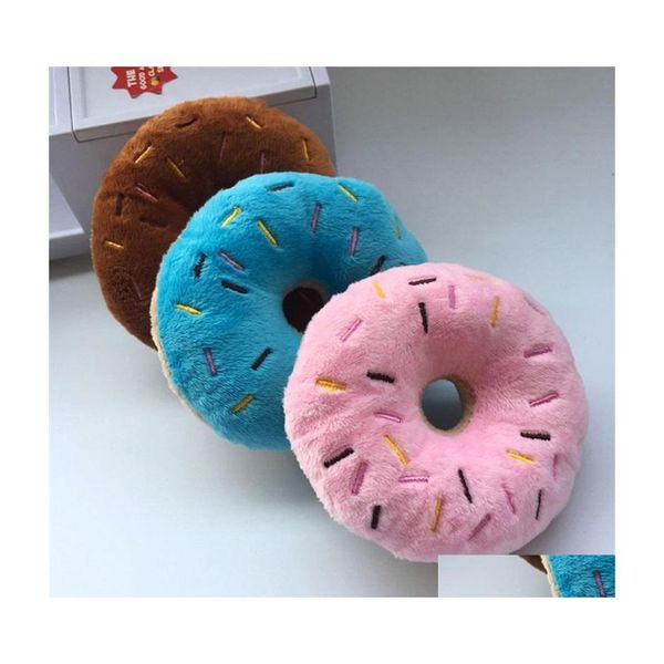 Juguetes para perros Masticables Donuts suaves Juguete masticable para mascotas de peluche Lindo Cachorro Squeaker Sonido Divertido Pequeño Mediano Interactivo 4572 Q2 Entrega a domicilio Dhmiq