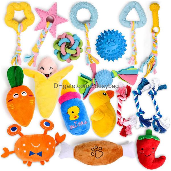 Jouets pour chiens à mâcher Squeaky pour chiot petits chiens moyens 18 unités farcies avec du caoutchouc en peluche Bk Safe Fetch Chew Pack Chewing And Tee Amcab