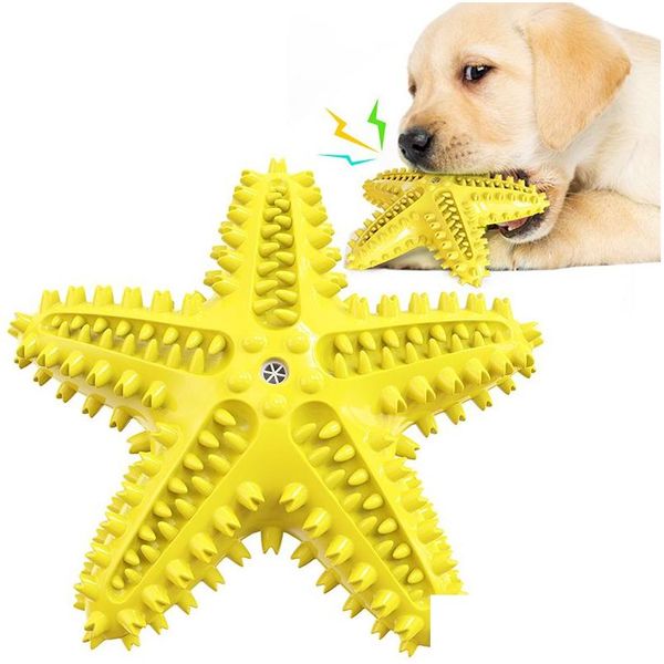 Juguetes para perros Masticables Starfish Chew Squeaky Toy Cepillo de dientes grande Interactivo Pet Cuidado dental Limpieza de dientes Molar Stick Elástico Doggy Dro Dhdwh