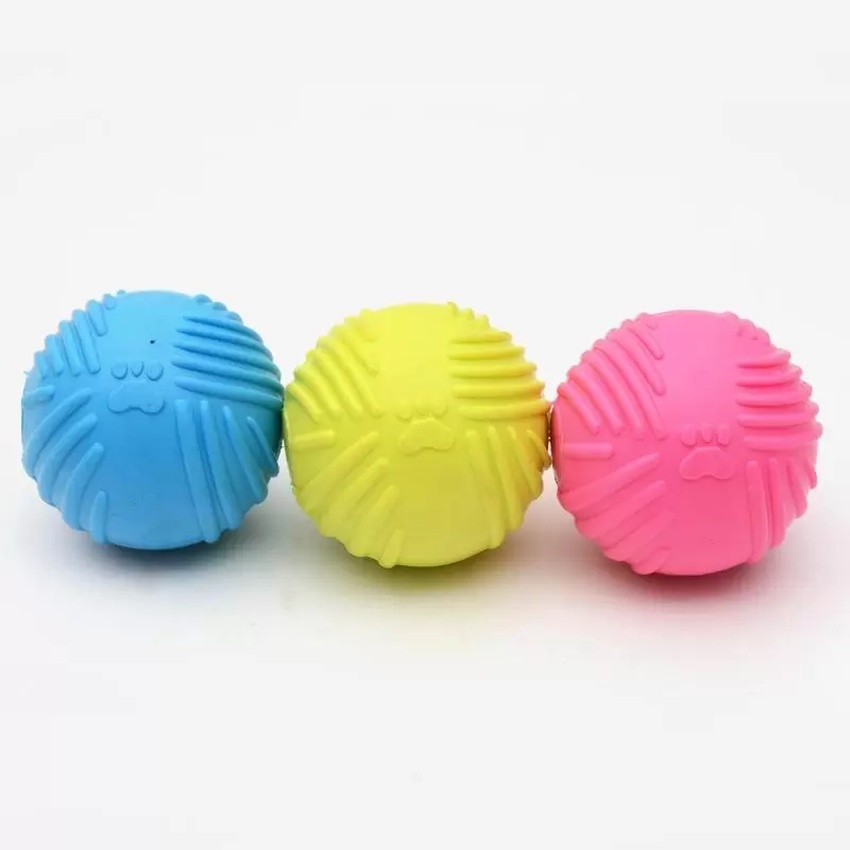 Dog Toys Footprint Rubber Dog Ball Toys Bite Resistant Chew Toy for Small Dogs Puppy Game Play Squeak Interactive