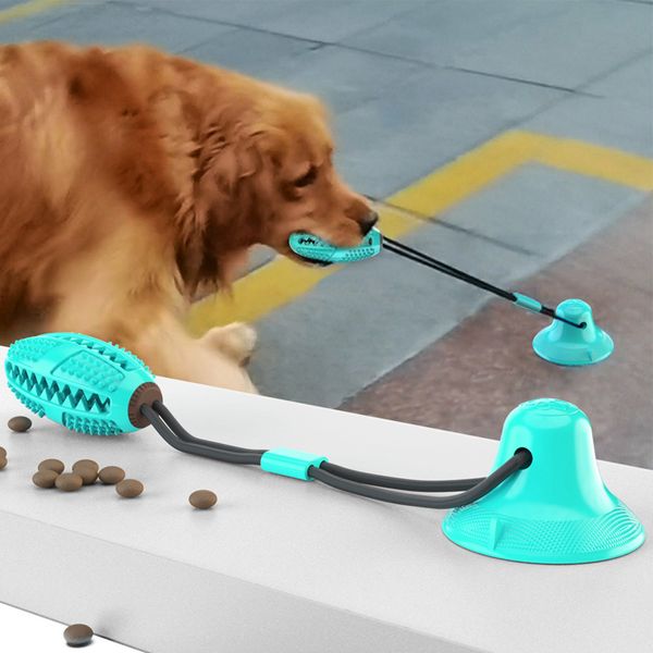 Jouets pour chiens pour mâcheurs agressifs Grande race Ventouse Pet Toy Dogs Tug Interactive Doggy Plaything Indestructible Pup Puzzle Bauble Blue H01