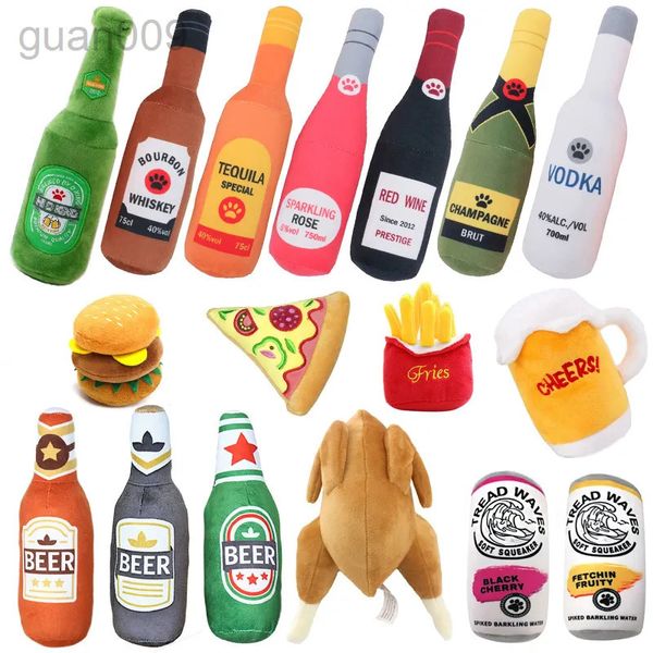 Juguetes para perros Juguete de peluche divertido Perro Botella de cerveza exprimida Forma de comida Juguete para perros Resistente a las mordeduras Botella de vino Juguete para masticar Productos para mascotas Juguete interactivo 231116