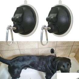 Piquets d'obéissance pour dressage de chiens, 2/paquet, laisse en acier pour toilettage pour animaux de compagnie, accessoires à ventouse durables noirs, baignoire et douche pour chat, bain sans Dh8F6