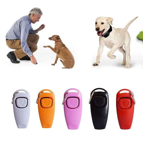 Dog Training Whistle Pet Clicker Answer Answer Pet Dog Trainer Guide d'assistance avec clé Guide d'aide à chiens Ring 2 en 1 fournitures pour animaux de compagnie