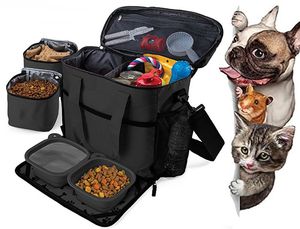 Sac de voyage pour chien, sac à dos pour animaux de compagnie, sacs à couches pour fournitures, Kit de voyage pour petit chiot, bagages de nuit pour chien, valise noire