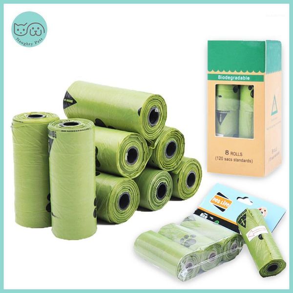 Bolsas para caca de viaje para perros al aire libre, biodegradables, respetuosas con la tierra, verde, dispensador de bolsas para cachorros y gatos