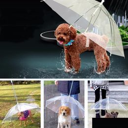 Voyage pour chien à l'extérieur Transparent PE Parapluie pour animaux de compagnie garde au sec confortable sous la pluie neige grésil équipement pratique avec laisses pour chien Drop Deli Dhdp5