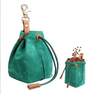 Dog Treat Pouch Portable Dog Training Treats Bag Durable Canvas Drawstring Sealing Method and Waist Hook Buckle Snack Bag for Pets
