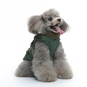 Hondentrenchcoat, huisdier borst-rug hondenkleding ritsjack met harnas winter, hondenwinterkleding voor kleine middelgrote grote honden, groen