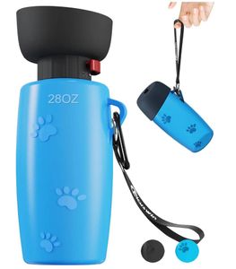 Bouteille d'eau de chien 28 oz de fuite de fuite bouteilles d'eau pour animaux de compagnie pour chiens conception multifonction avec un bouchon de bol de qualité alimentaire silicone 240416