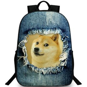 Sac à dos Doge Sac à dos Jeans Hole Dog Sac d'école Funny Kabosu Sac à dos décontracté Sac à dos imprimé Sac à dos photo Sac à dos photo