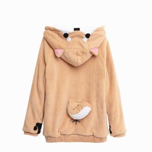 Doge Muco Hoodie Lange Mouw Leuke Shiba Inu Hondenkleding Dier Causale Hooded Herfst Winter Warm Sweatshirt 3D Hond oor en Staart X0721