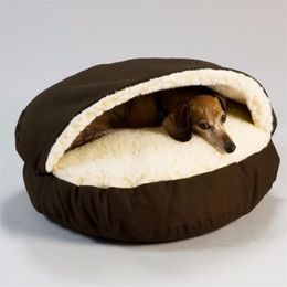 Doghouse Pet Thick Sofa Blanket Soft and Comfortable Round Bread Shape Nest Removable Washable Dog House Bed 210401