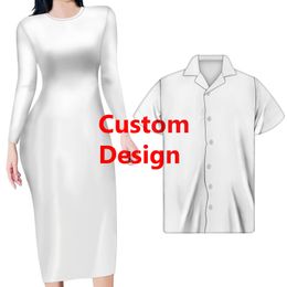 Doginthehole paar kleding aangepaste ontwerp mannen shirts plus vrouwen sexy bodycon potlood jurk outfits voor feest 2pcs 220616