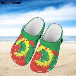 Doginthehole drapeau éthiopien motif imprimé pantoufles pour femmes antidérapant trou chaussures en plein air plage sandales hommes jardin sabots L230518