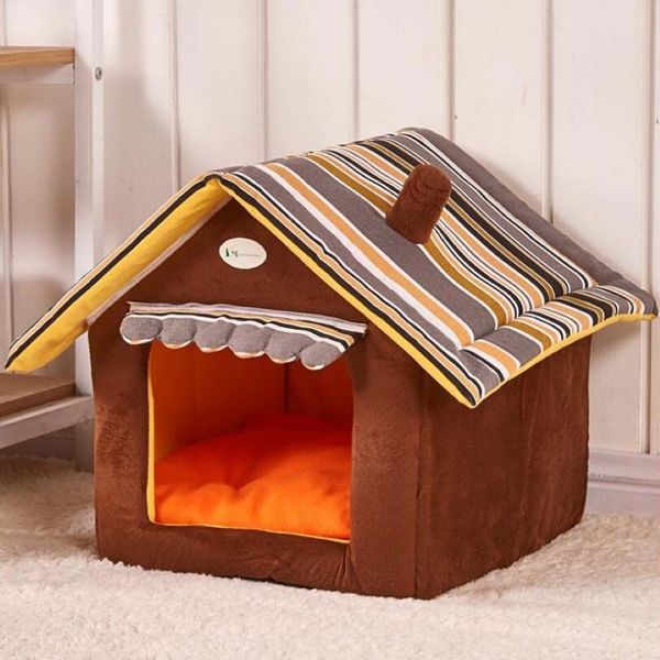 Maison pour chiens, tapis de couverture amovible rayé, lits de couchage pour chiens et chats, pour petits et moyens animaux de compagnie, chenil 186r