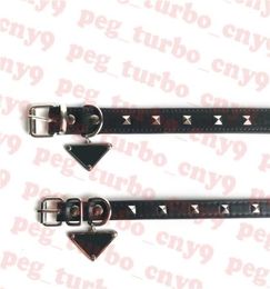 Chiens collier en cuir animaux de laisse designers colliers de chien collier réglable triangle métal logo Pet Leash4093387