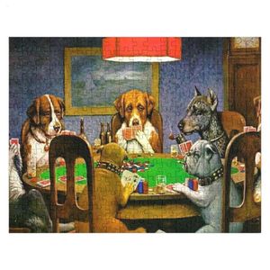Honden spelen pokerspuitpuzzel aangepaste puzzels met po houten decor schilderijen 240428