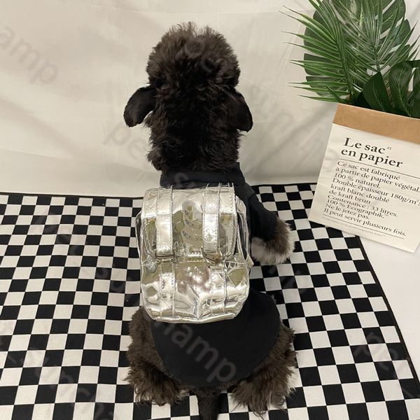 Серебристый рюкзак для собак, модная кожаная сумка с принтом для собак, регулируемая повседневная школьная сумка, шнауцер, французское ведро