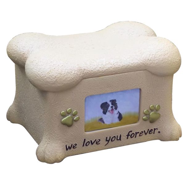 Urnas para cenizas para perros Urnas para mascotas Cenizas Caja de resina con memoria de recuerdo para mascotas con marco de fotos Regalos conmemorativos personalizados para perros para la pérdida de perro