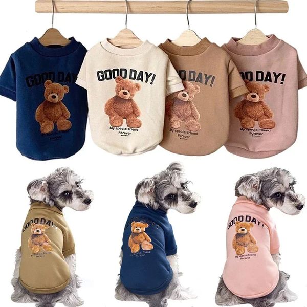 Chiens Hiver Clothes mignons chiots pull-shirt sweat-shirt ours motif veste pour animaux pour petits chiens moyens manteaux chihuahua costume 240411