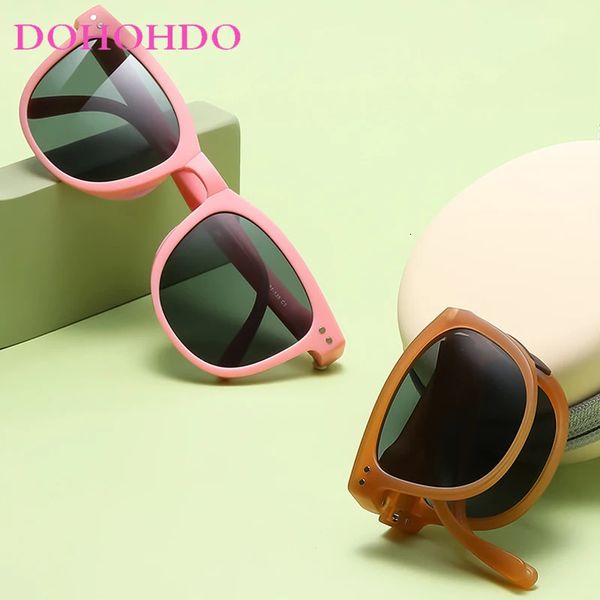 Dohohdo enfants bébé portable pliant les lunettes de soleil polarisées enfants pliables enfants mignon de sécurité en silicone verres de soleil garçons filles lunettes 240412