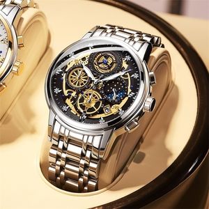 DOIT mode hommes montre calendrier en acier inoxydable haut marque de luxe sport chronographe montre à Quartz Relogio Masculino 220517