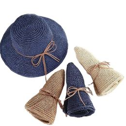 DOIT Simple Women Straw Hats zomerzon voor dame vouw boog strand volwassenen vrouwelijke zonnebrandcrème cap 240415