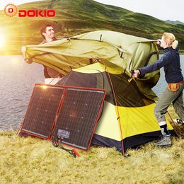 Dokio 18V 80W 160W 100W 200W Panel solar plegable portátil con controlador de 12V Panel solar flexible para casa Camping Viajes 240124