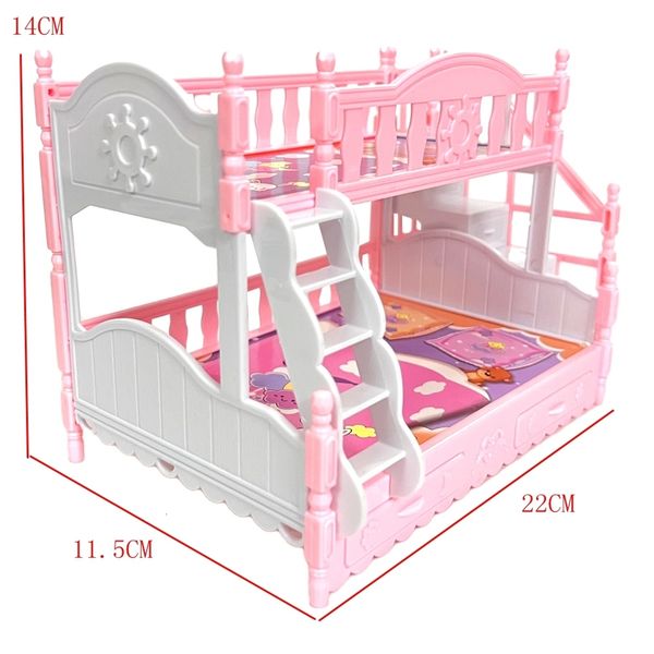 Accessoires de poupée 1 ensemble lit fille maison de jeu Simulation meubles européens princesse lit Double avec escaliers jouets pour Barbie poupée accessoire DZ 230818