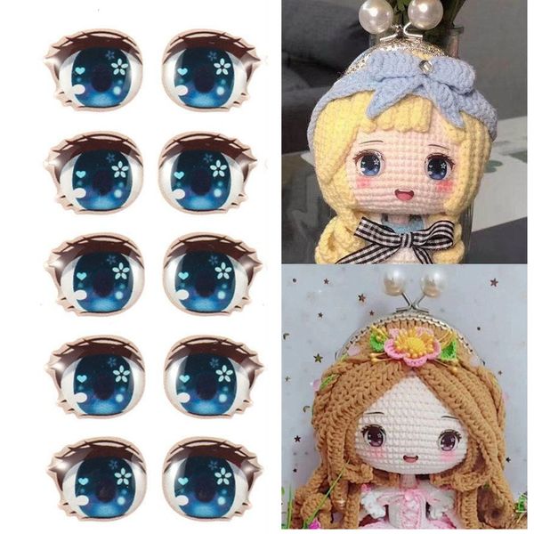 Accesorios para muñecas 105 pares de pestañas largas Ojos Pegatinas Dibujos animados lindo Anime Estatuilla Muñeca Cara Órgano Paster Arcilla Calcomanías Accesorios para muñecas DIY 230427